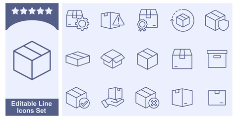 box icon set. Package, delivery boxes, cargo box symbol template for graphic and web design collection logo vector illustration