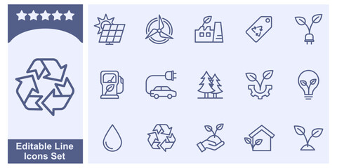 Ecology icon set. Eco friendly, Environmental sustainability symbol template for graphic and web design collection logo vector illustration