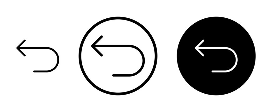 Undo vector icon set. return back arrow button icon suitable for apps and websites UI designs.