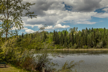 The Red Deer river flows through the county Red Deer County Alberta Canada