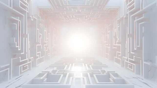 Luminous Geometric Passageway:Captivating Digital Architectural Illusion