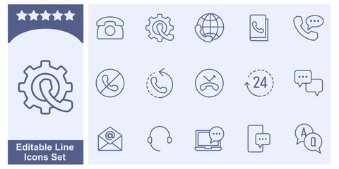 Help and support icon set. Customer service symbol template for graphic and web design collection logo vector illustration