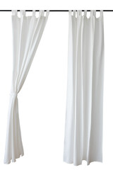 White drapery hanging from a curtain rod design element