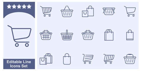 shopping cart set icon symbol template for graphic and web design collection logo vector illustration