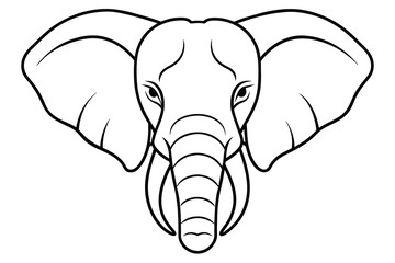 Elephant front face line art vector illustration