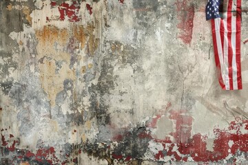 american flag on weathered wall patriotic background with copy space