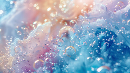 A sea of opalescent watercolor splashes caressed by shimmering pearl and aquamarine sparkles. 