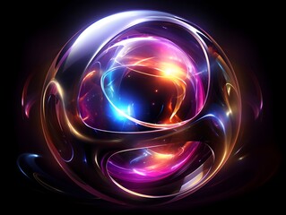 Radiant Celestial Orb of Energetic Cosmic Light and Matter Fusion in Futuristic Prismatic Holographic Display