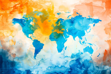Colorful painted world map