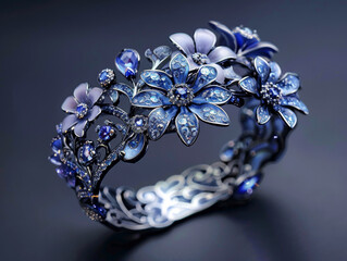 Exquisite Art Nouveau-inspired bracelet with blue gemstones and intricate detailing - 789322958