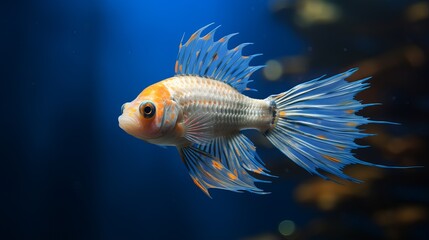 Serene Goldfish in Gradient Blue Waters
