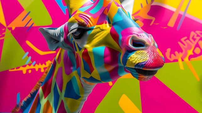 Vibrant and Captivating Kaleidoscopic 3D Pop Art Animal with Geometric Patterns and Textures