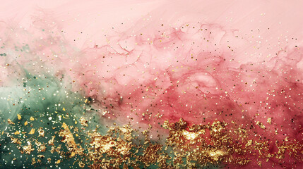 A soft harmony of rose and sage, enhanced by a gradient of gold glitter. 