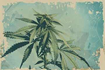 A stylized illustration of a cannabis plant with a vintage backdrop, perfect for educational or themed content.