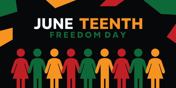June Teenth Freedom Day. People icon. Great for cards, banners, posters, social media and more. Black background.