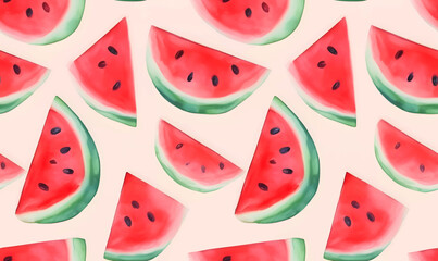 Seamless pattern with watermelon slices. Watermelon background.