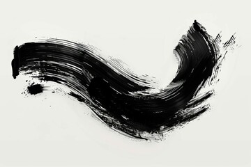 black ink brush stroke on white background japanese calligraphy style abstract art digital painting