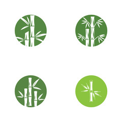 Bamboo logo with green leaf vector icon template