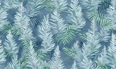 Watercolor seamless pattern with ferns. Hand painted illustration.