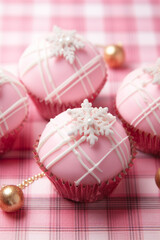 Assorted gifts wrapped in festive tartan paper, arranged in a cute and colorful display сreated with Generative Ai