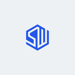 SW monogram logo in blue hexagon shape