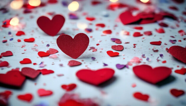 corazones espacio confetis Valent?n Fondo colores San pasterl texto tem?tico confetti para rojos background invitation heart red romantic poster celebration design text space merry love event decorati