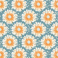 Fototapeta na wymiar Seamless pattern with daisy flowers. Hand drawn vector illustration.