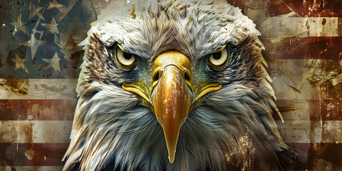 portrait of a bald eagle - obrazy, fototapety, plakaty