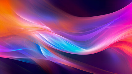 Abstract colorful background. Bright curved glowing lines in pink, purple and blue colors.