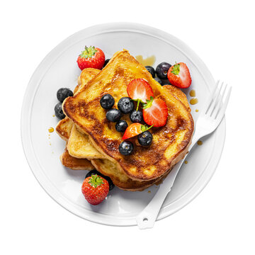 Png french toast breakfast with mixed berries food photography flat lay