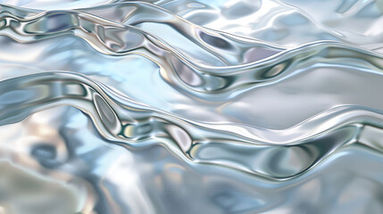 Visual art interpretation: of rippling silver and pearl layers, creating a serene and luxurious water-like texture. portrayed with creativity.