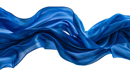 Smooth elegant blue satin isolated on transparent background. Abstract design element. Generative AI