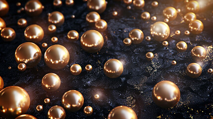 Visual art interpretation: of softly glowing pearls scattered across a dark, velvet background, creating a luxurious and mystical atmosphere. portrayed with creativity.