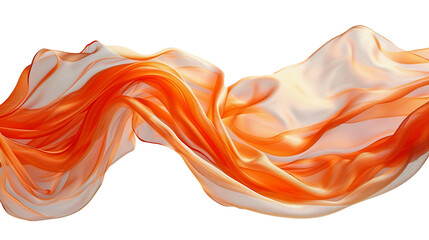 Smooth elegant peach colored satin isolated on transparent background. Abstract design element. Generative AI