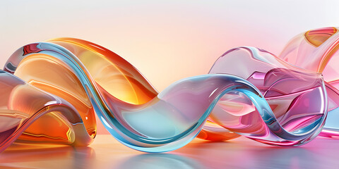 3D-rendered multicolored glass curves elegantly poised for an artistic product launch backdrop