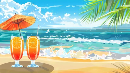 Beach cocktail clipart garnished with a paper umbrella