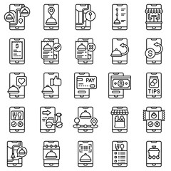Food delivery Application line vector icons set 2
