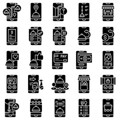 Food delivery Application solid vector icons set 2 - 789335954