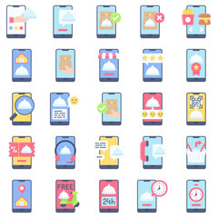 Food delivery Application flat vector icons set - 789335975