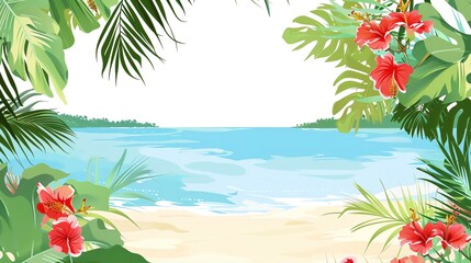 Beach party invitation clipart with tropical motifs