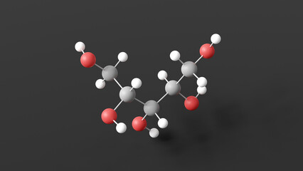 arabitol molecular structure, sugar alcohol, ball and stick 3d model, structural chemical formula with colored atoms