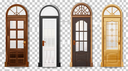 Obraz premium Explore various interior design concepts with this collection of home door elements, isolated on a transparent background for easy integration.