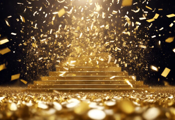 Years presentations  product cascade ceremonies golden confetti a award celebratory parties stage Created enlivened mockup jubilees ideal offering New gold rain festive emp