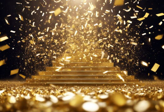 Years presentations  product cascade ceremonies golden confetti a award celebratory parties stage Created enlivened mockup jubilees ideal offering New gold rain festive emp