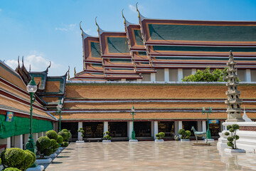 Buddhist Temple Wat Suthat, Bangkok, Thailand, Magnificent architecture of Asia