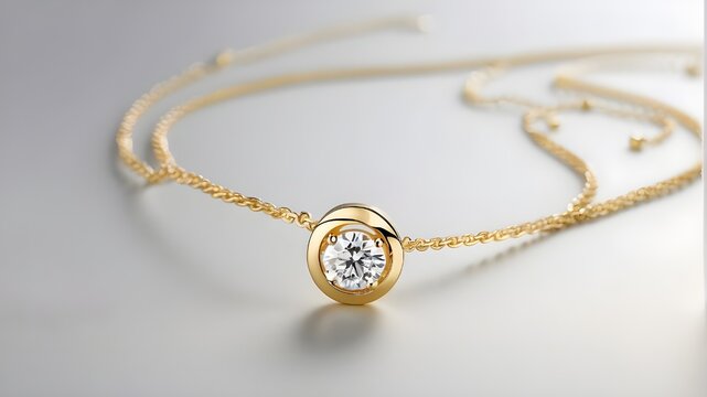  A dainty gold necklace adorned with a small diamond pendant, sparkling with elegance 