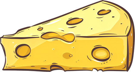 Golden Delight: Illustration of a Cheese Slice