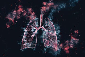 damaged lungs from smoking cigarettes ai generated medical illustration - obrazy, fototapety, plakaty