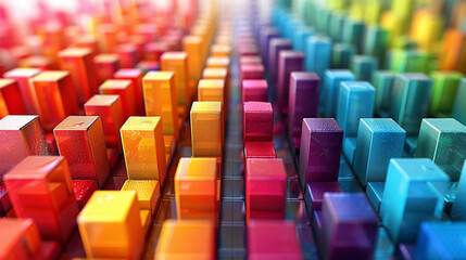 Obraz premium Colorful wide graphical cubic geometric background image with different height 3d cubes in white background 