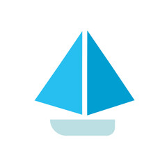 シンプルな青色のヨット　夏のイメージイラストベクター素材
